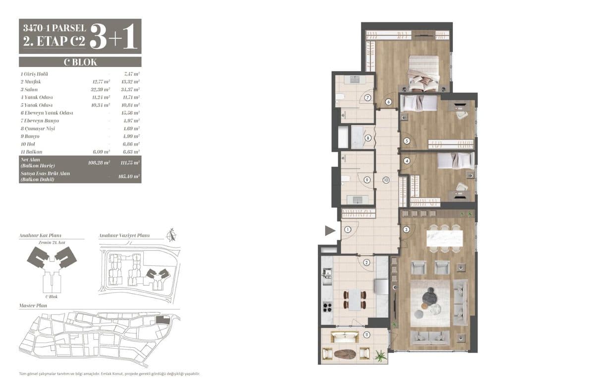 2. Etap kat planları — C Blok 3+1