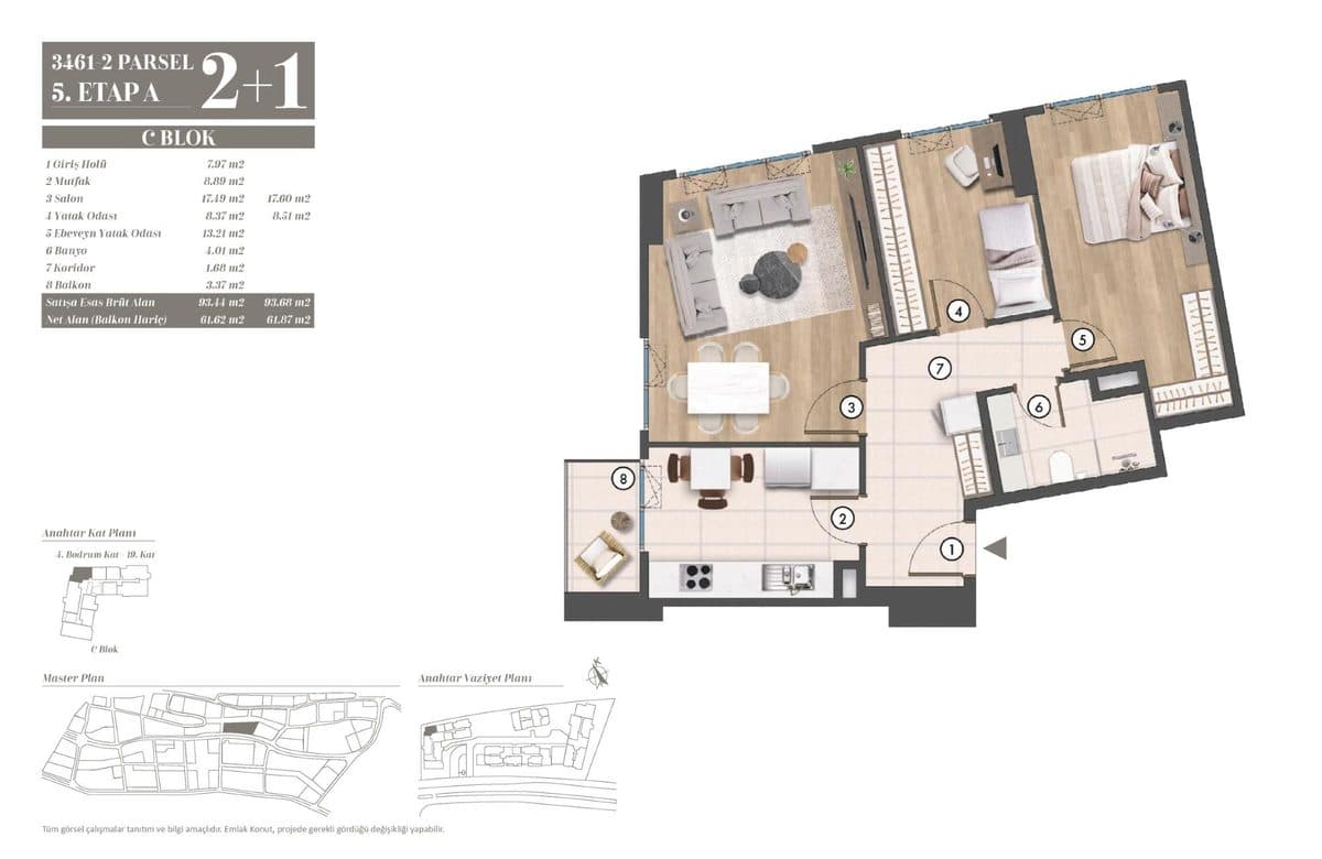5. Etap kat planları — C Blok 2+1