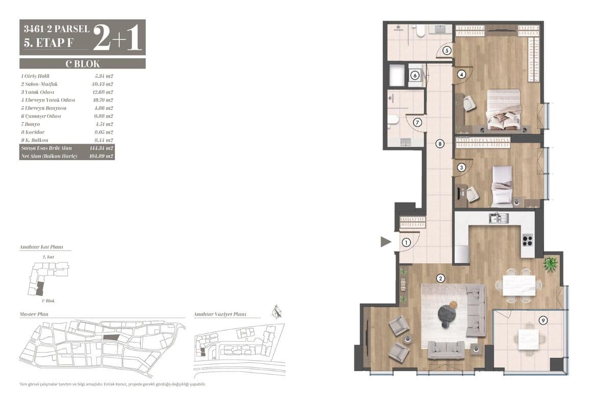 5. Etap kat planları — C Blok 2+1
